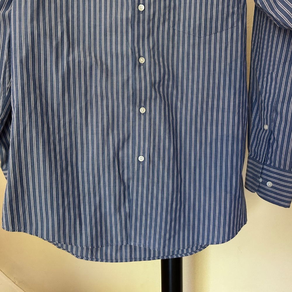 Men's Slim Fit Blue Stripe Shirt - Picture 4 of 10